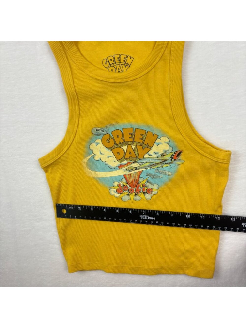 Green Day Dookie Yellow Baby Tank Top Small Band Merch Cotton Cropped - Picture 5 of 7